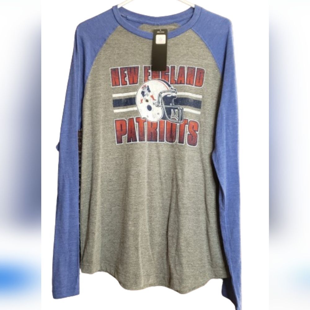 Men's long sleeve Patriots Shirt, Medium, Blue, Grey, NWT